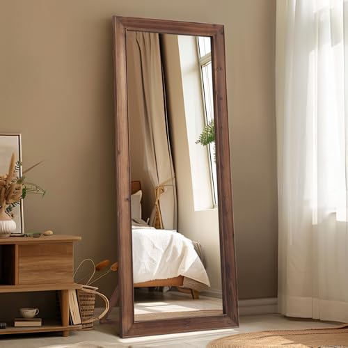 MELOMOIR Rustic Farmhouse Full Length Mirror 64"x21" Wood Frame Floor Mirror U91698