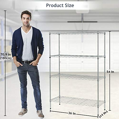 4 Tier NSF Wire Shelving Unit Heavy Duty Steel Storage Rack, Black X19089