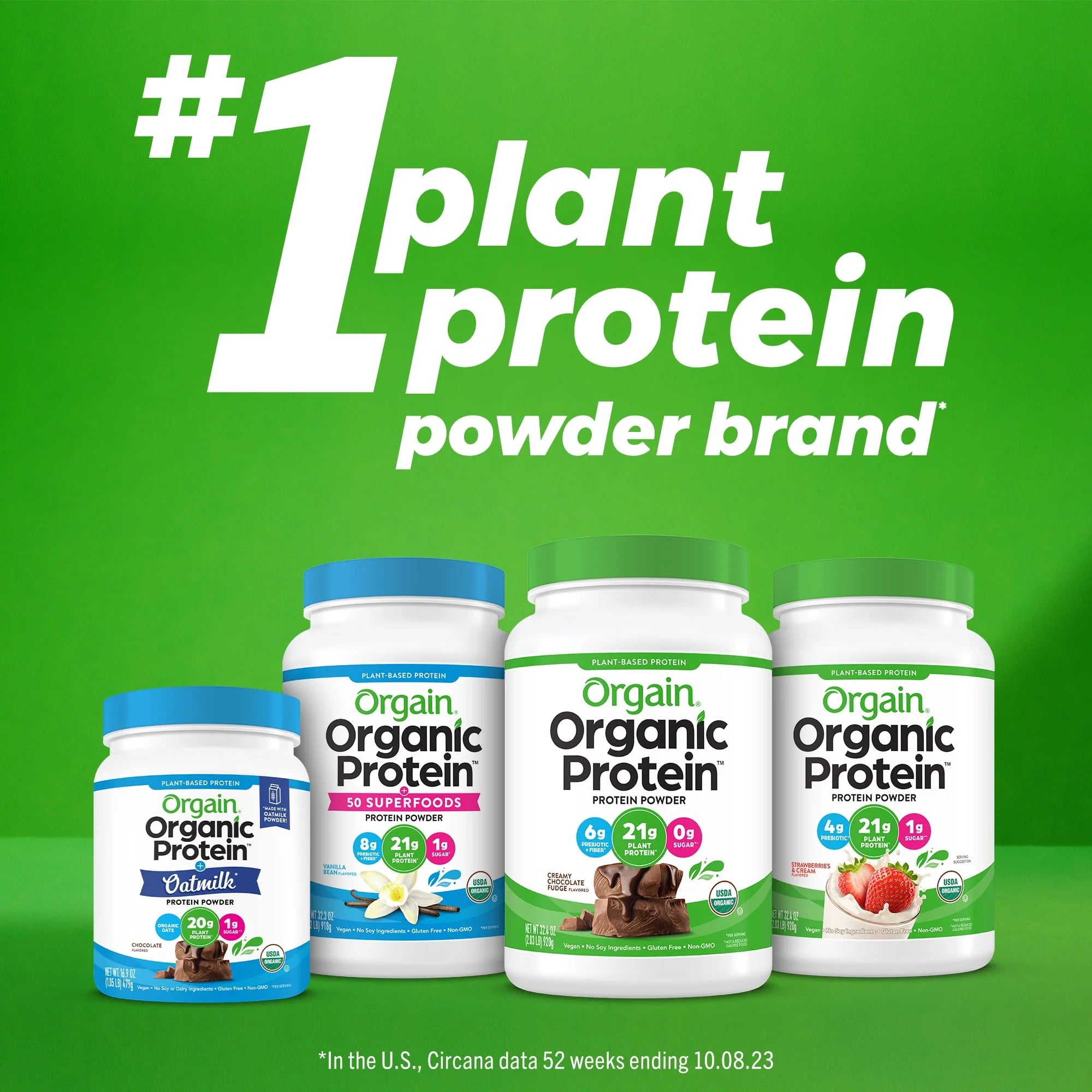 Orgain Organic Plant Based Protein + Superfoods Powder, Vanilla Bean, 2.02 lb P4374