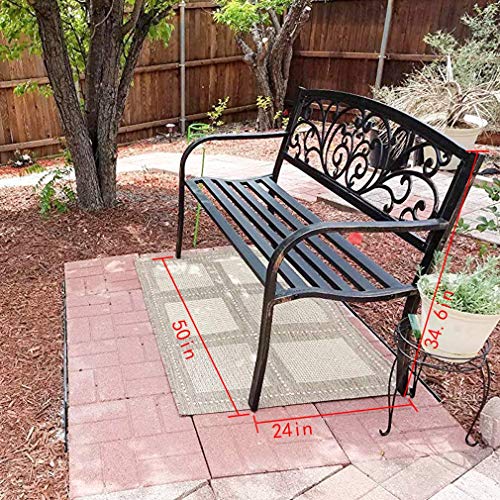 Outdoor Metal Garden Bench with Steel Frame J546097