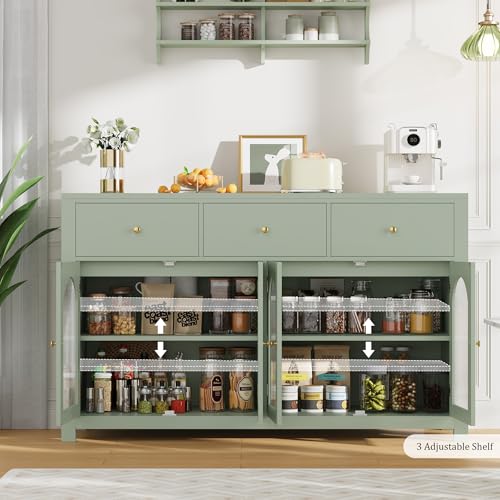 FINETONES Buffet Cabinet with Storage, 55.1" Farmhouse Sideboard, Black C356454