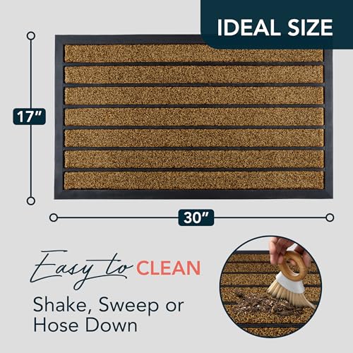 ubdyo Extra Durable Door Mat Non-Slip Outdoor Entrance 30" x 17" Bright Brown W5648