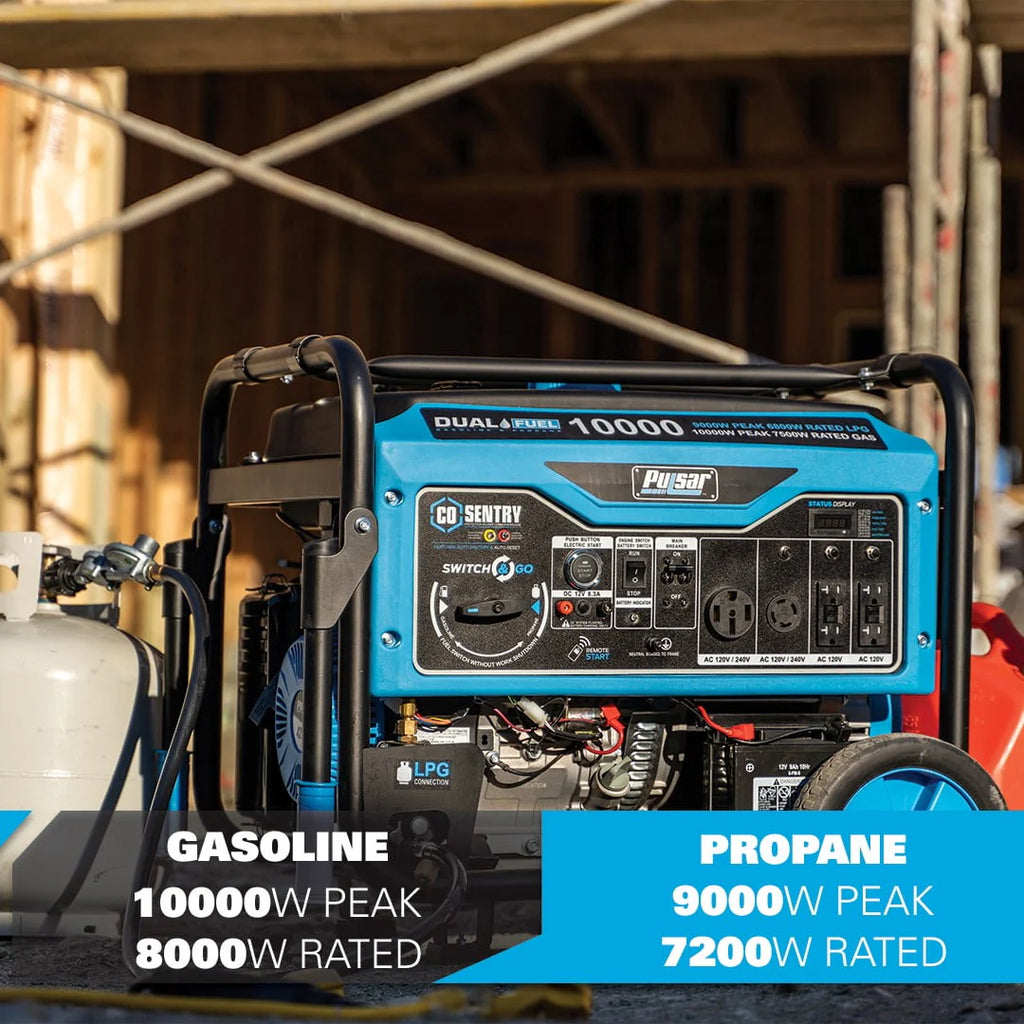 Pulsar 10,000 Watt Dual Fuel Portable Generator with Remote Start O822