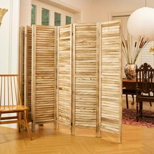 Room Partitions and Dividers, 5.6 Ft Tall Folding Wood Screen, 4 Panels S6959