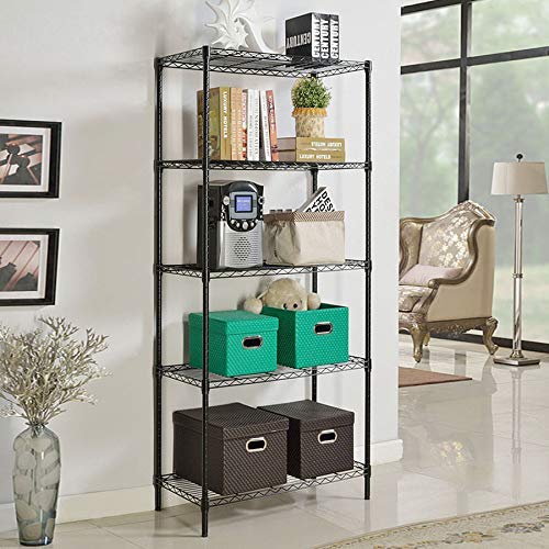 4 Tier NSF Wire Shelving Unit Heavy Duty Steel Storage Rack, Black X19089