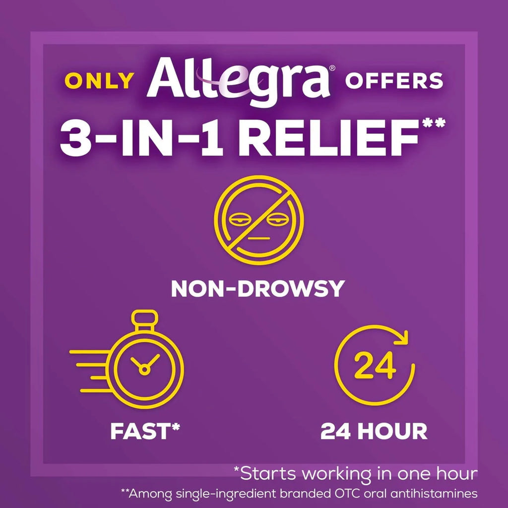 Allegra 24 Hour Non-Drowsy Antihistamine Tablets, Fexofenadine 180 mg, 30 Pills X857309