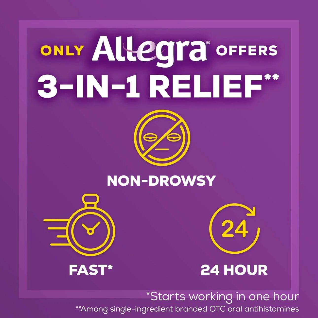 Allegra 24 Hour Non-Drowsy Antihistamine Tablets, Fexofenadine 180 mg, 30 Pills X857309