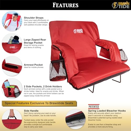 BRAWNTIDE Stadium Seat with Back Support, Cushion, Cup Holders J7745
