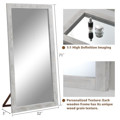 MELOMOIR Rustic Farmhouse Full Length Mirror 64"x21" Wood Frame Floor Mirror U91698