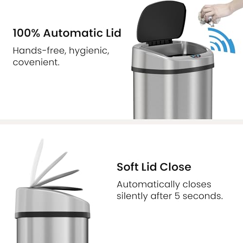iTouchless 13 Gallon Sensor Trash Can 2.0 Stainless Steel W51921