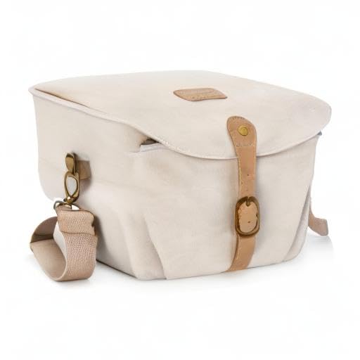 BAGSMART Canvas Crossbody Camera Bag with Rain Cover, Khaki U43920
