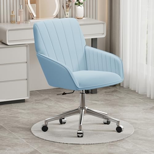 Velvet Home Office Chair with Gold Base, Swivel Desk Chair with Wheels (Cream) Z435471