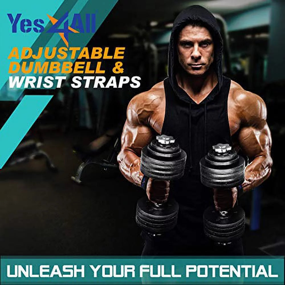 Yes4All 60 lbs Adjustable Dumbbell Set, Cast Iron Pair G3731