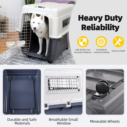 Plastic Dog Crate with Rolling Wheels, Airline Approved, Medium S135464