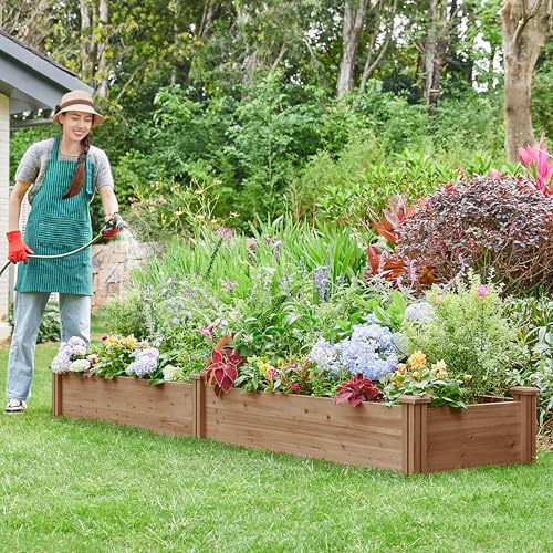 Yaheetech 8×2ft Wooden Raised Garden Bed for Flowers Vegetables Herbs Outdoor E283112