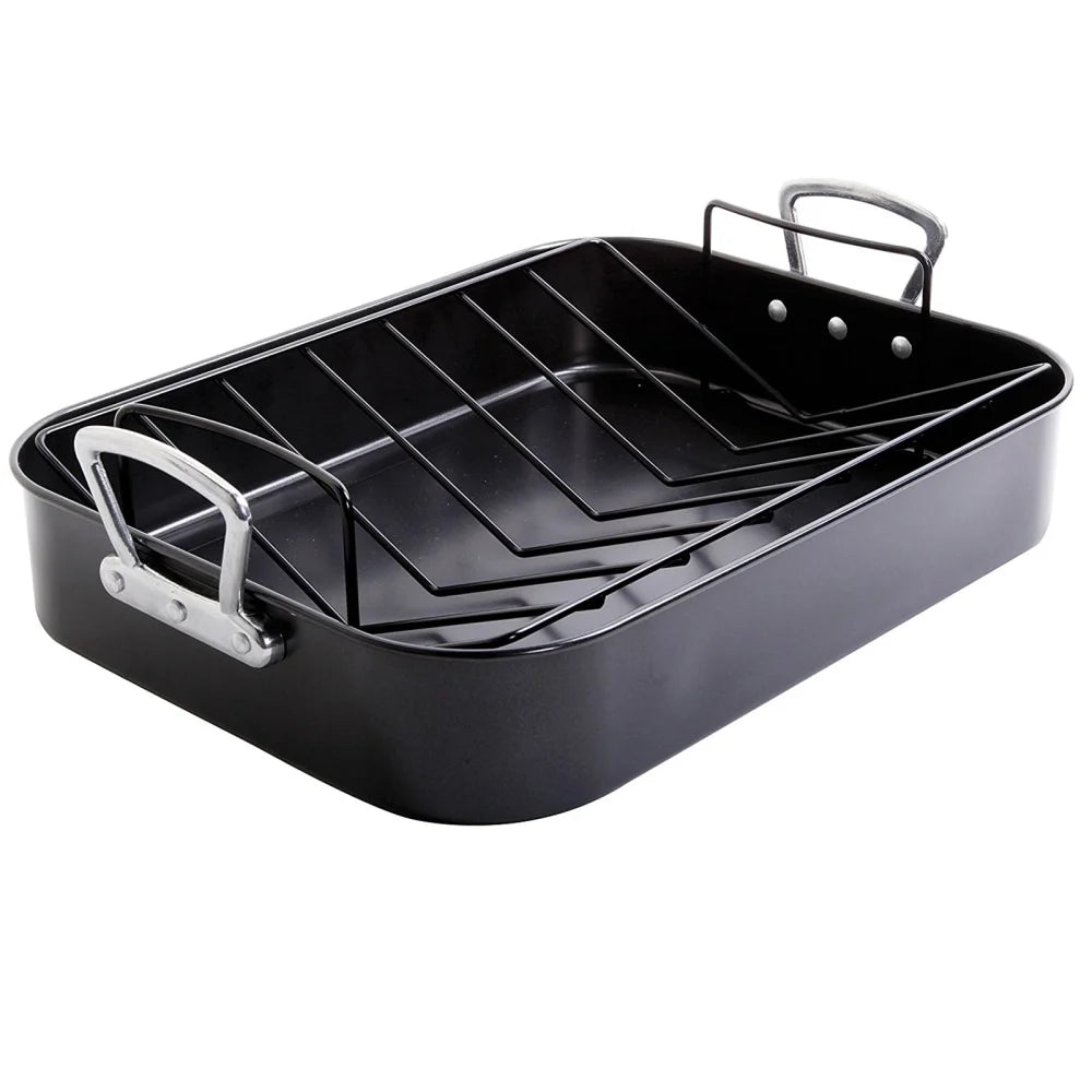 Gibson Home French Roaster 2 Piece Carbon Steel Turkey Chicken w/ Roast Rack