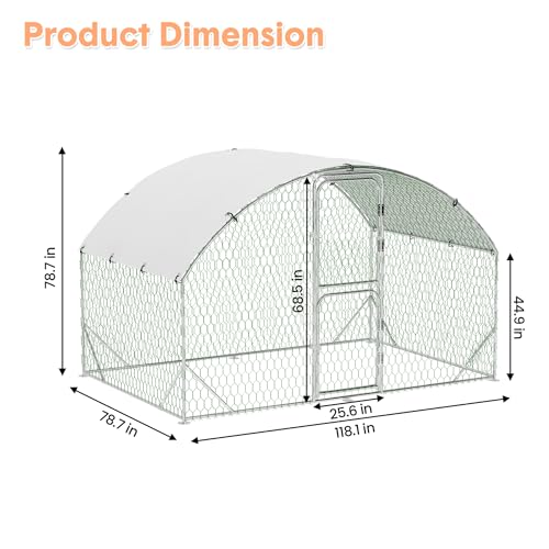 Large Metal Chicken Coop Walk-in Poultry Cage with Waterproof Cover, Double Lockable Doors X5588