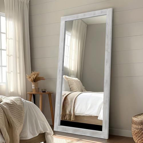 MELOMOIR Rustic Farmhouse Full Length Mirror 64"x21" Wood Frame Floor Mirror U91698
