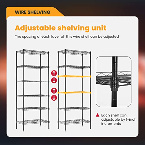 4 Tier NSF Wire Shelving Unit Heavy Duty Steel Storage Rack, Black X19089