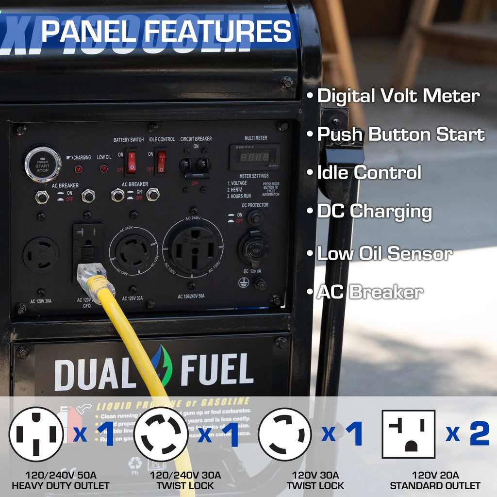 DuroMax XP13000EH 13000-Watt 500cc Portable Hybrid Generator M66675