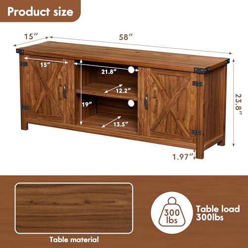 YESHOMY Modern Farmhouse TV Stand for TVs up to 65 Inch, Gray Wash O551446