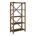 Walker Edison 64x22 Farmhouse Metal Bookcase Rustic Oak