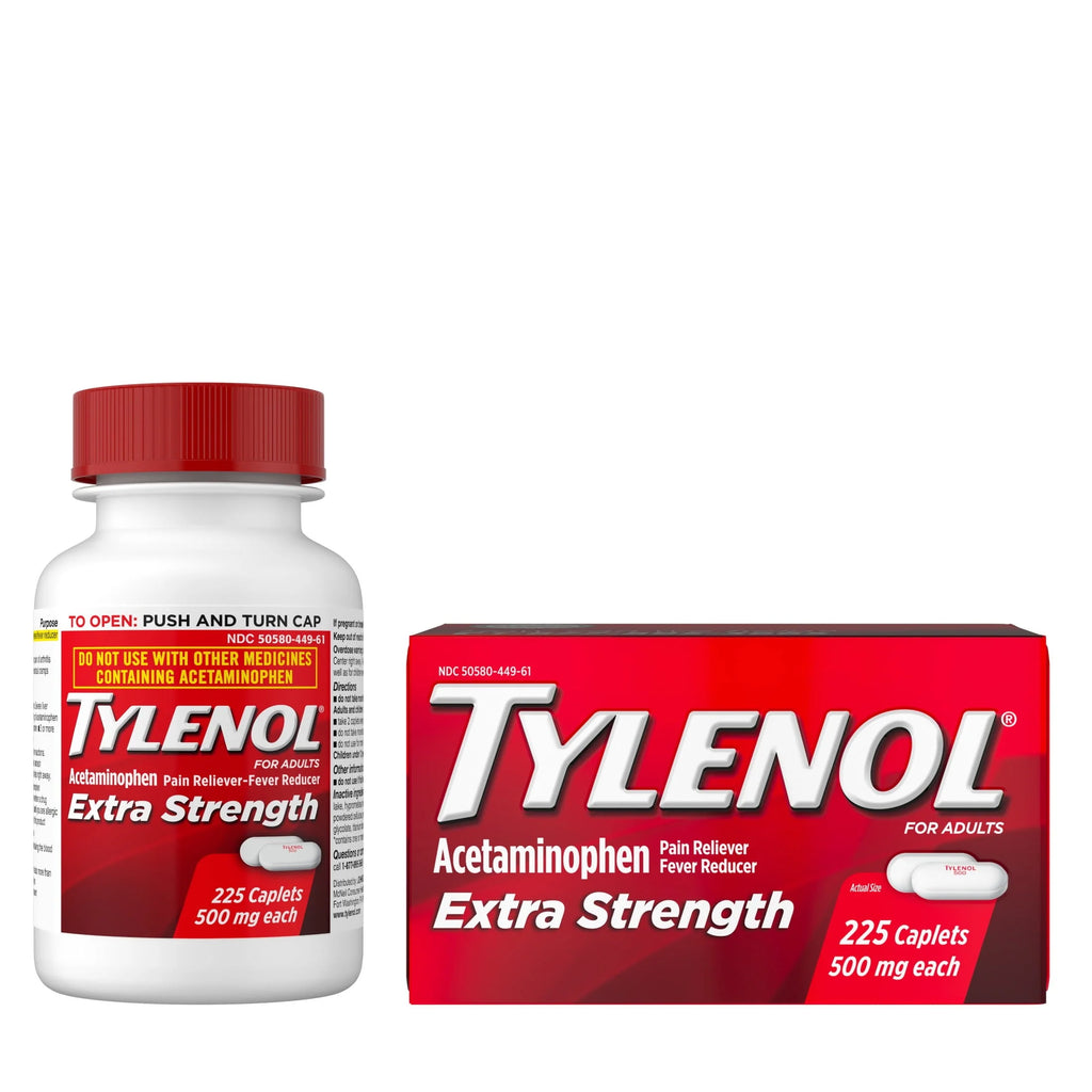 Tylenol Extra Strength Caplets, 500 mg Acetaminophen, 100 Ct T12507