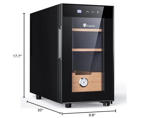 KingChii 16L Electric Cigar Humidor Cabinet with Temperature Control and Spanish Cedar Shelves H300