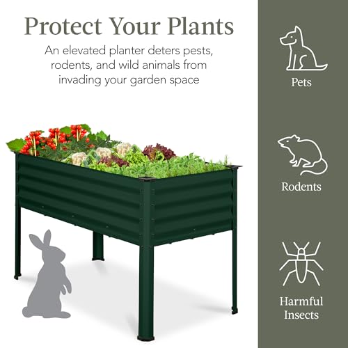 Best Choice Products 48x24x30in Galvanized Raised Garden Bed, Metal Elevated Planter Box, Dark Green S888804