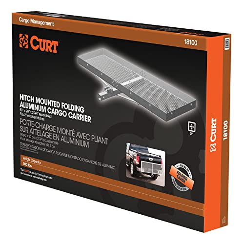 CURT 18100 Aluminum Tray Hitch Cargo Carrier, 500 lbs Capacity S59421