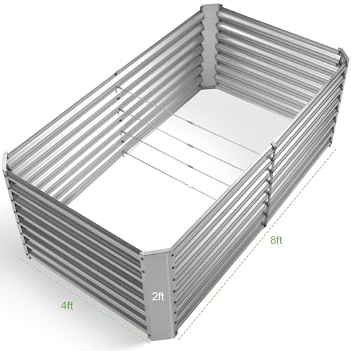 Land Guard 8×4×2 ft Galvanized Raised Garden Bed Kit for Vegetables D685