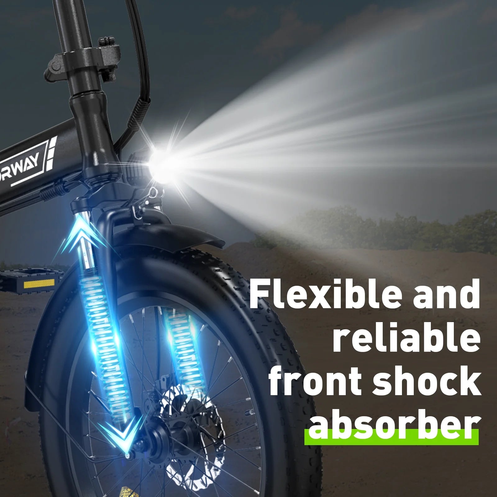 COLORWAY 20x3.0 Fat Tire Electric Bike, Foldable Mountain E-Bike with 500W Motor Y6526