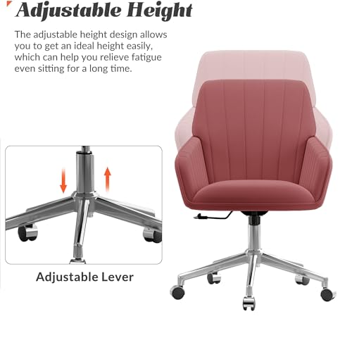 Velvet Home Office Chair with Gold Base, Swivel Desk Chair with Wheels (Cream) Z435471