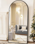 Arched Full Length Floor Mirror 76"x34" Black Freestanding I957
