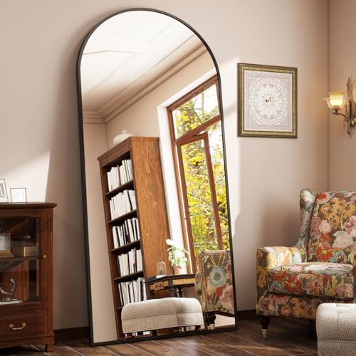 BEAUTYPEAK 65"x24" Arched Full Length Floor Mirror, Black D361