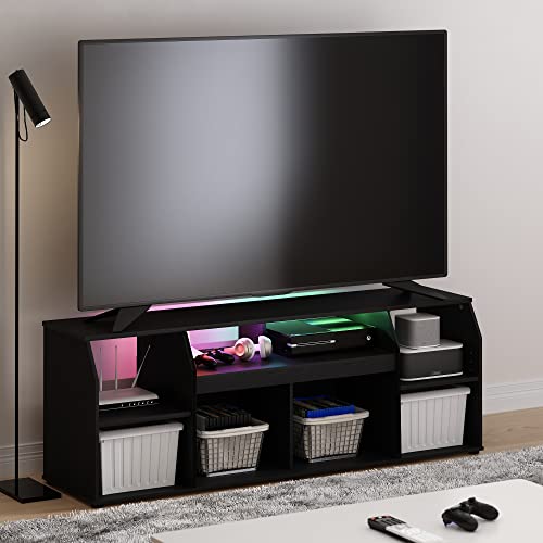 Furinno JAYA Large Entertainment Stand for TV Up to 55 Inch, French Oak Grey/Black V100781