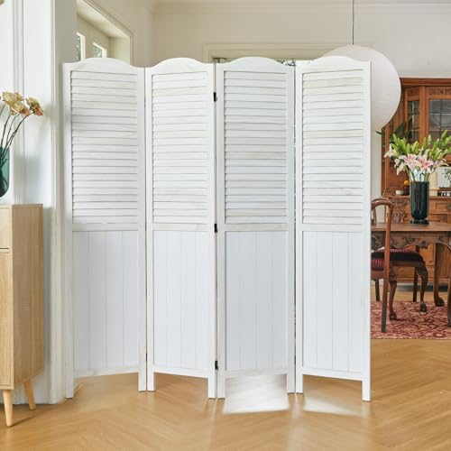 Room Partitions and Dividers, 5.6 Ft Tall Folding Wood Screen, 4 Panels S6959
