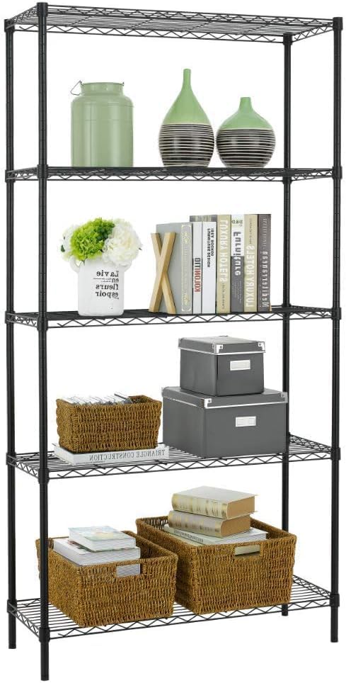 4 Tier NSF Wire Shelving Unit Heavy Duty Steel Storage Rack, Black X19089