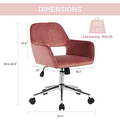FurnitureR Fabric Upholstered Office Chair with Wheels, Adjustable Mid Back, Beige O766754