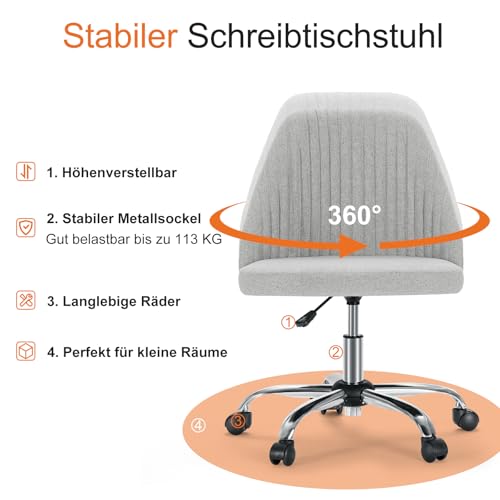 Sweetcrispy Armless Office Chair with Wheels, Adjustable Swivel Task Chair S259576
