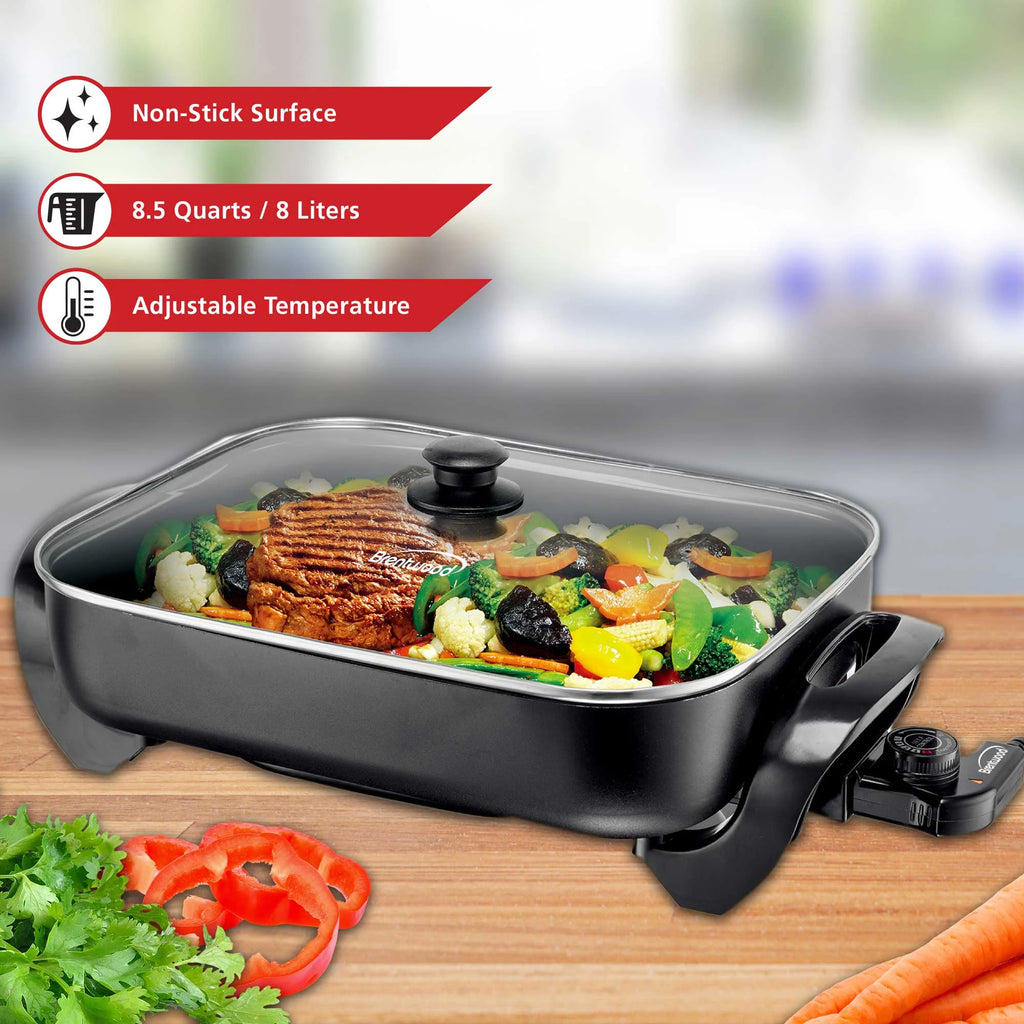 Brentwood 16" Electric Skillet with Glass Lid, Non-Stick Y166