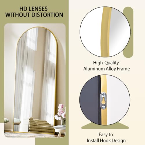 BEAUTYPEAK 65"x24" Arched Full Length Floor Mirror, Black D361