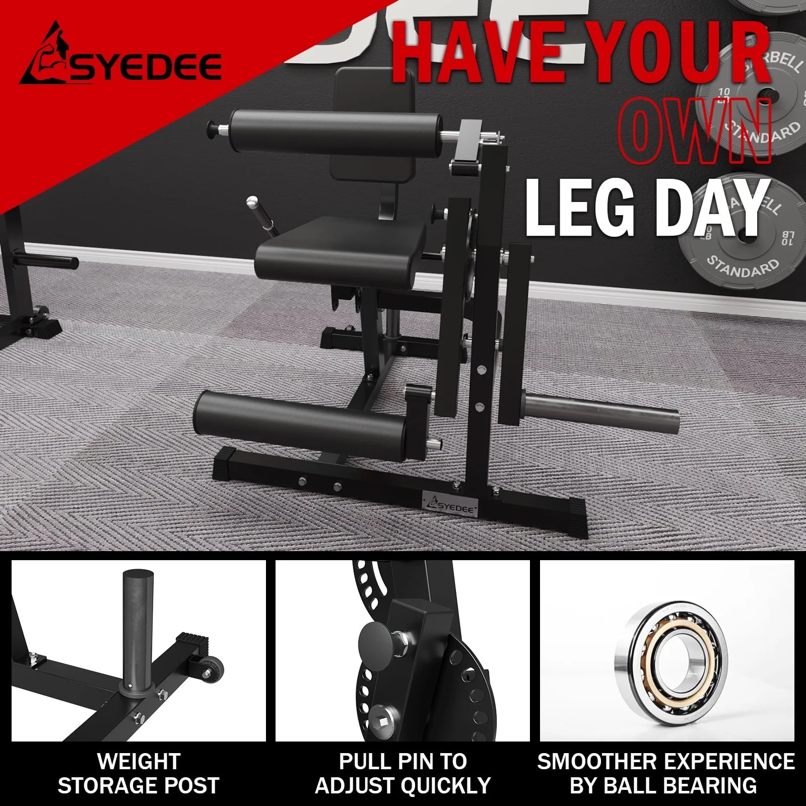 syedee Leg Extension and Curl Machine, Adjustable Home Gym Bench S5156