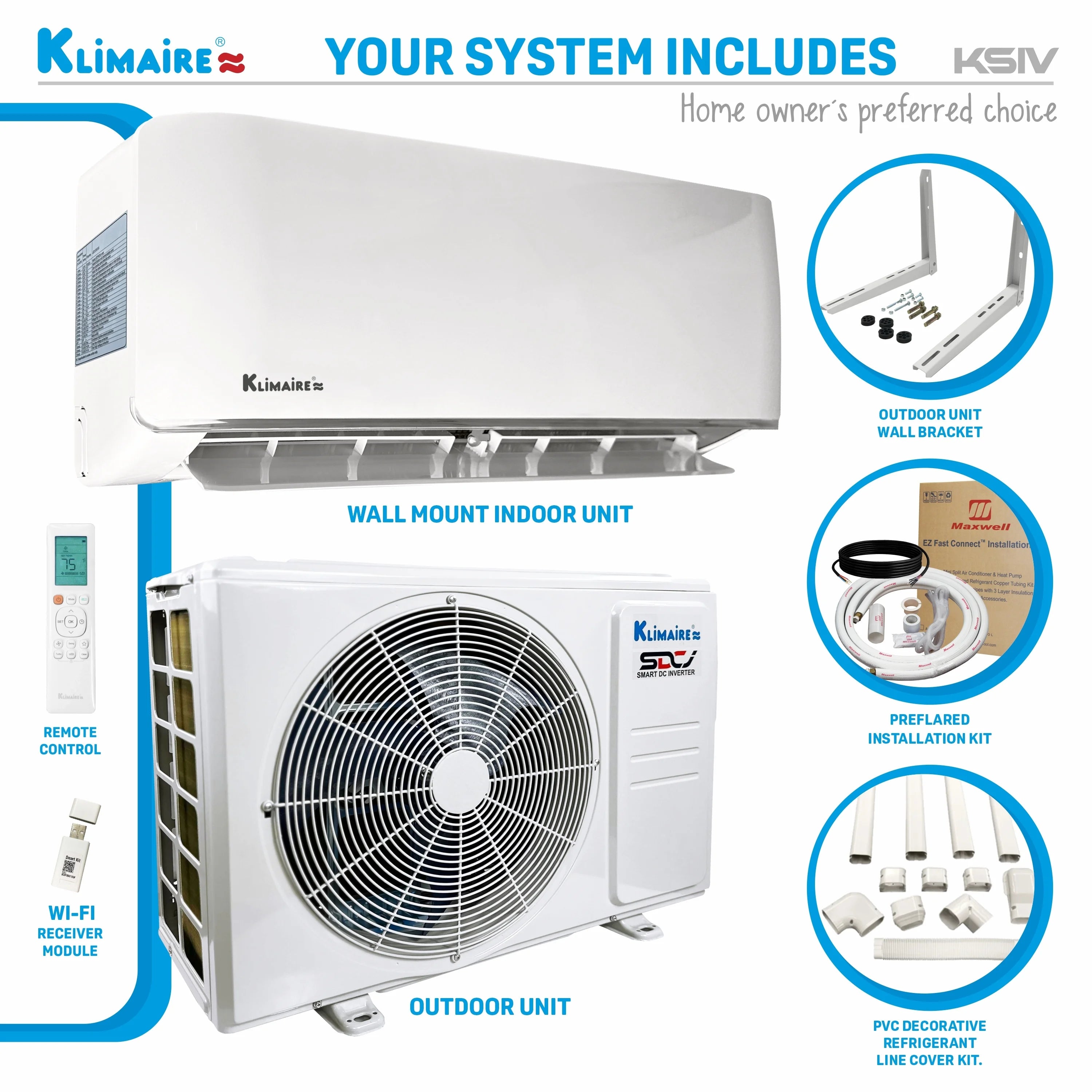 Klimaire 24,000 Btu 18.5 SEER2 Ductless Mini-Split Heat Pump Air Conditioner G262