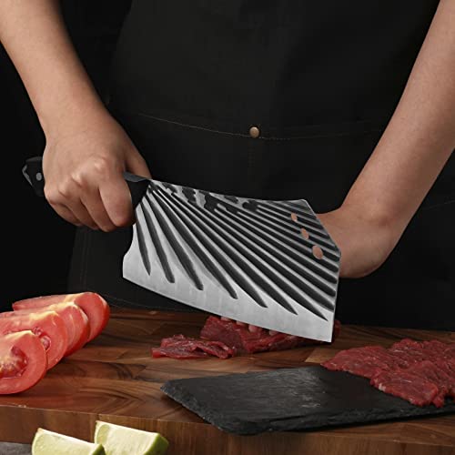 BLADESMITH Meat Cleaver Bone Chopper Knife, 6.3'' Stainless Steel Blade with Pear Wood Handle Q434