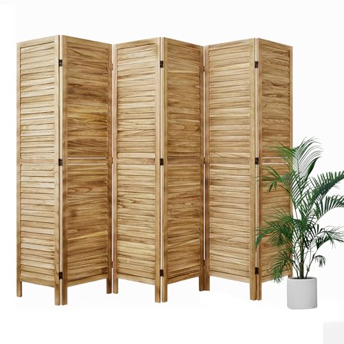 Room Partitions and Dividers, 5.6 Ft Tall Folding Wood Screen, 4 Panels S6959