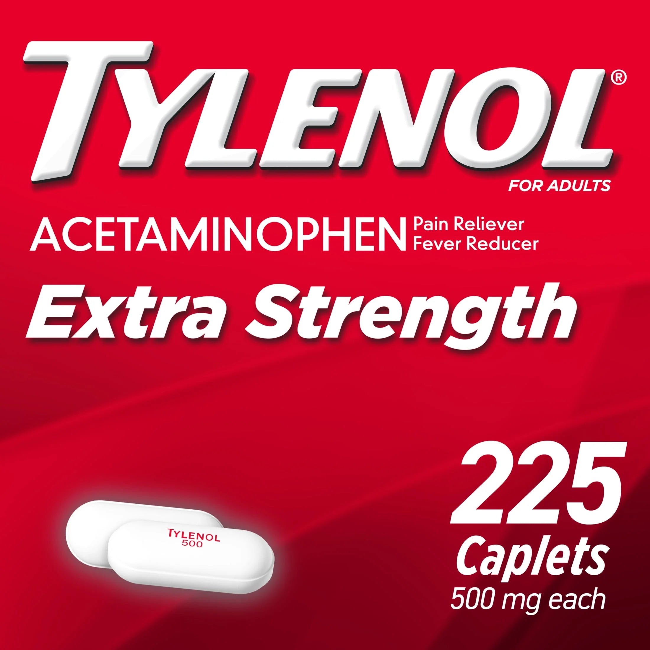 Tylenol Extra Strength Caplets, 500 mg Acetaminophen, 100 Ct T12507