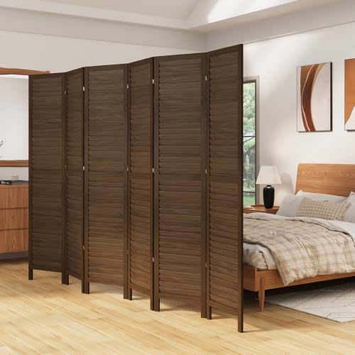 Room Partitions and Dividers, 5.6 Ft Tall Folding Wood Screen, 4 Panels S6959