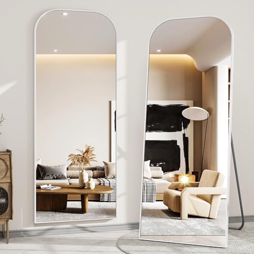 Full Length Mirror 56x21 Inch Arched Floor Standing Wall Mountable Black J48657