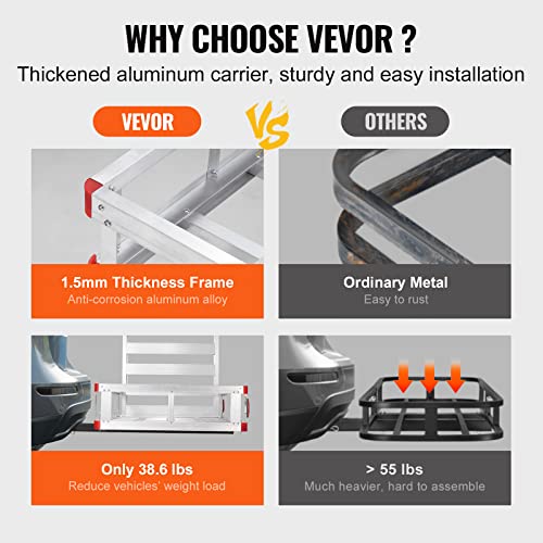 VEVOR Hitch Cargo Carrier 500lbs Capacity Aluminum with Folding Ramp for 2" Receiver B436